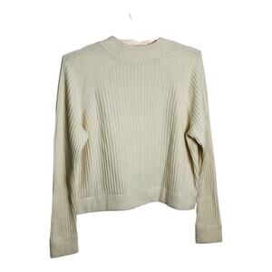 FRAME Off White Merino Wool Cable Knit Cropped Sweater Size XS